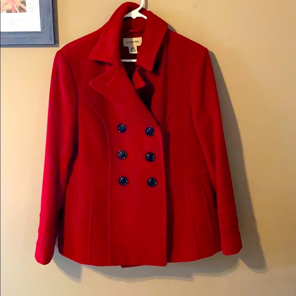 Red pea coat